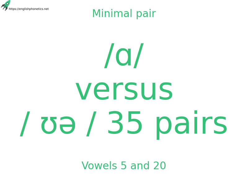Minimal pair: Vowels 5 and 20, /ɑ/ versus / ʊə / 35 pairs
