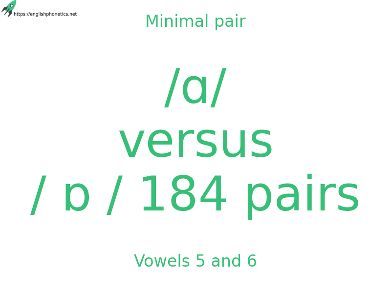 Minimal pair: Vowels 5 and 6, /ɑ/ versus / ɒ / 184 pairs