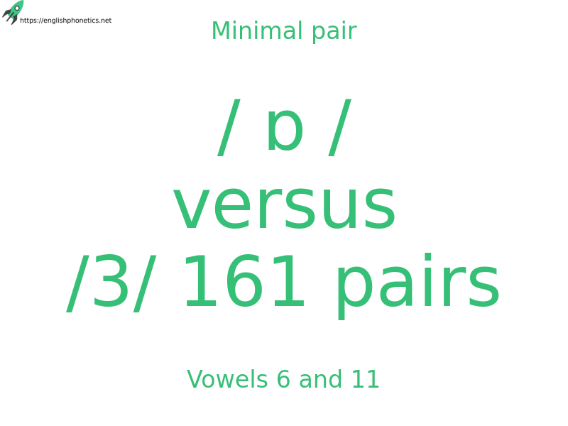 Minimal pair: Vowels 6 and 11, / ɒ / versus /3/ 161 pairs