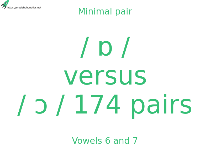 Minimal pair: Vowels 6 and 7, / ɒ / versus / ɔ / 174 pairs
