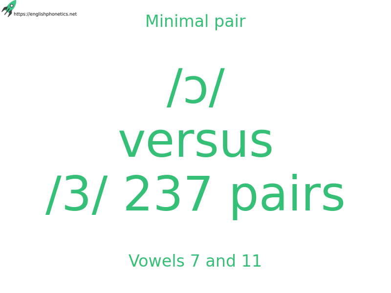 Minimal pair: Vowels 7 and 11, /ɔ/ versus /3/ 237 pairs