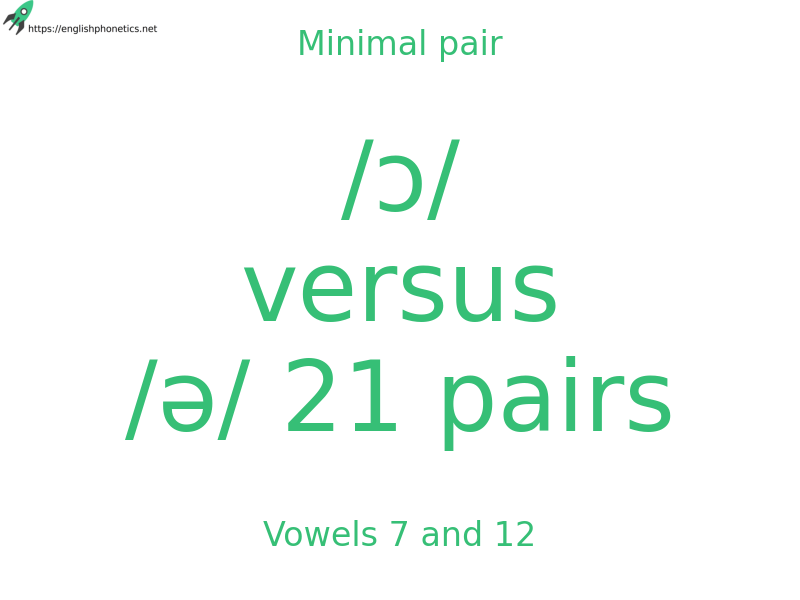 Minimal pair: Vowels 7 and 12, /ɔ/ versus /ə/ 21 pairs
