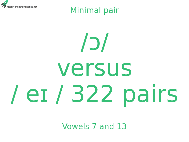 Minimal pair: Vowels 7 and 13, /ɔ/ versus / eɪ / 322 pairs