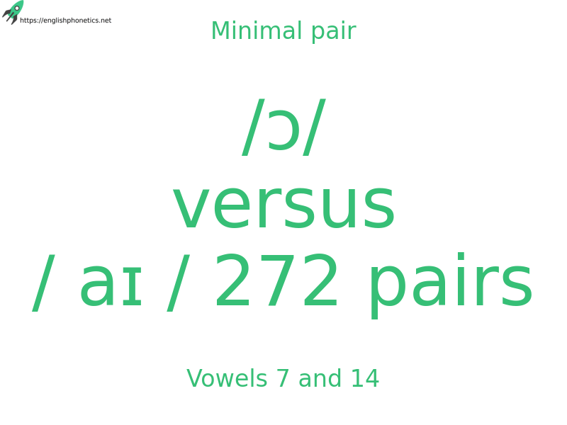 Minimal pair: Vowels 7 and 14, /ɔ/ versus / aɪ / 272 pairs