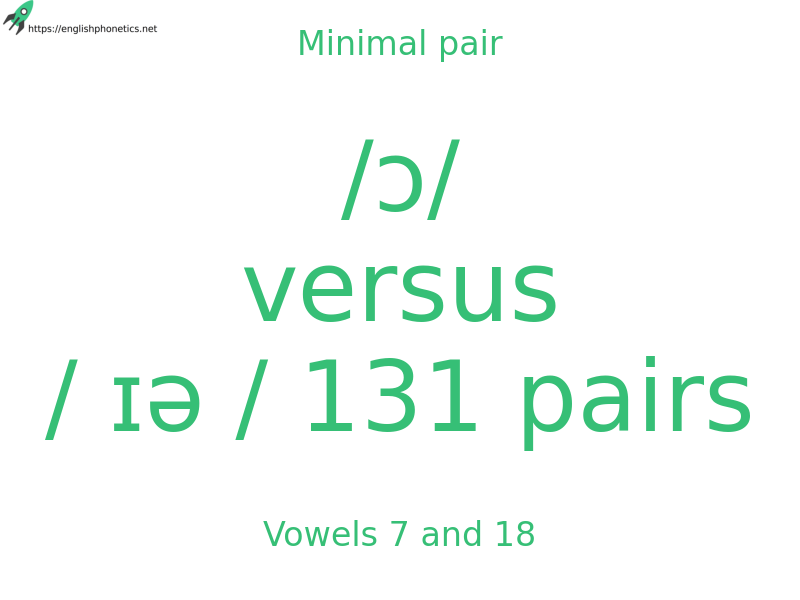 Minimal pair: Vowels 7 and 18, /ɔ/ versus / ɪə / 131 pairs