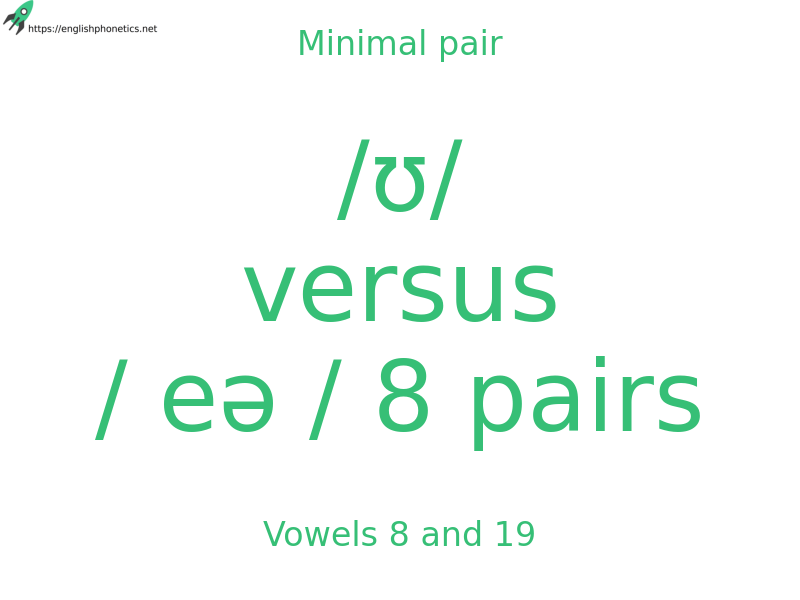 Minimal pair: Vowels 8 and 19, /ʊ/ versus / eə / 8 pairs