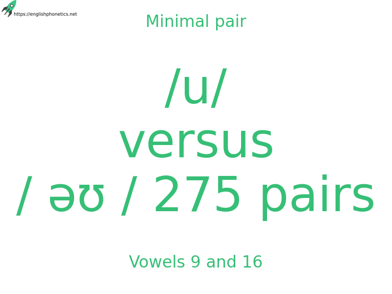 Minimal pair: Vowels 9 and 16, /u/ versus / əʊ / 275 pairs