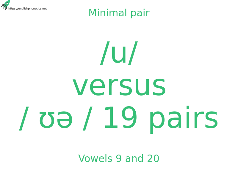 Minimal pair: Vowels 9 and 20, /u/ versus / ʊə / 19 pairs